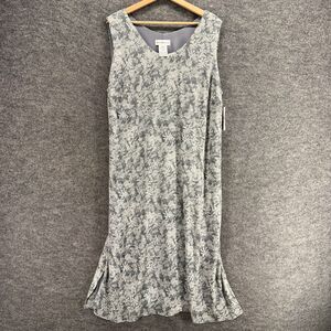 New Anna Maxwell Dress Women 24W Plus Gray Floral Shift Midi Sleeveless Belted